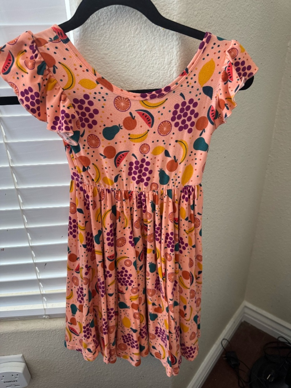 Adorable Girls Dot Dot Smile Fruit Dress, Beautiful Peach, bright fun dress,